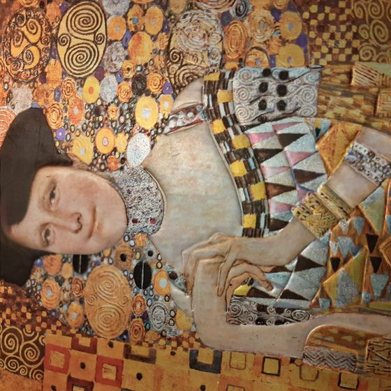 Adele Bloch-Bauer with a different face swapped into it