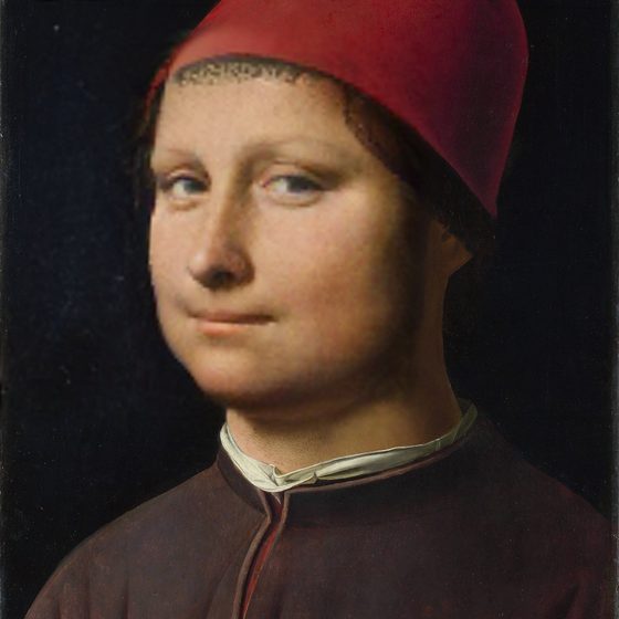 Man in a Red Cap with a different face swapped into it