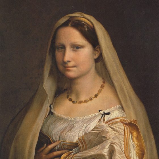 La Donna Velata with a different face swapped into it