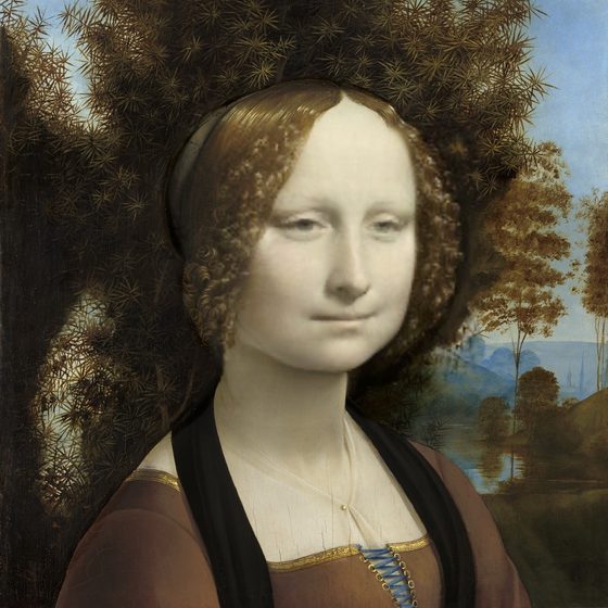 Ginevra de’ Benci with a different face swapped into it