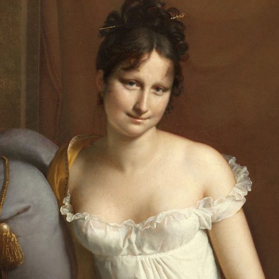Madame Récamier with a different face swapped into it
