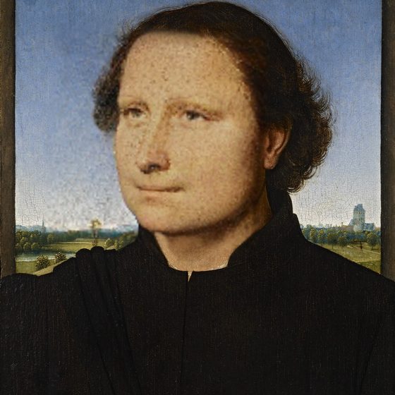 Memling: Portrait of a Man with a different face swapped into it
