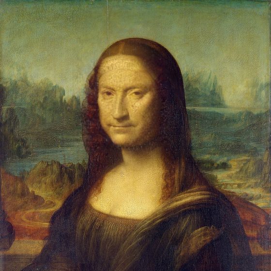 Mona Lisa with a different face swapped into it