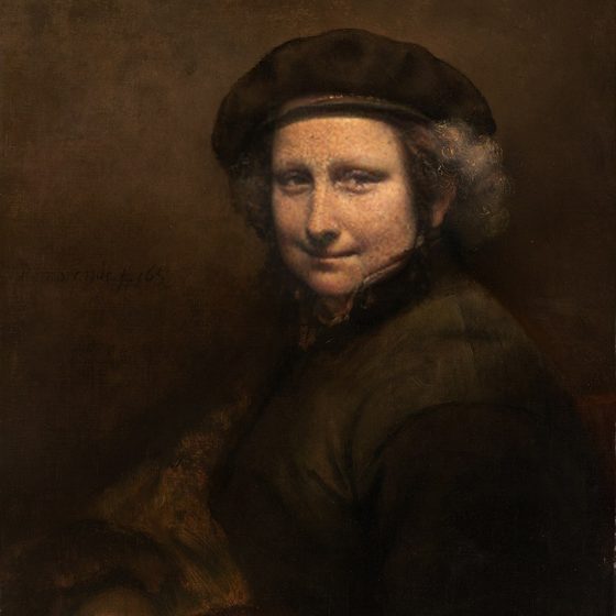 Rembrandt's Self-Portrait with a different face swapped into it