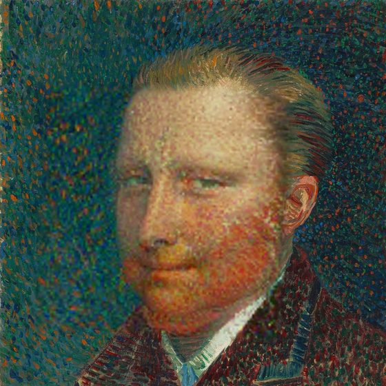 Van Gogh Self-Portrait with a different face swapped into it