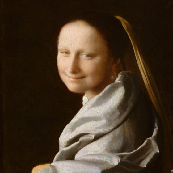 Portrait of a Young Woman with a different face swapped into it